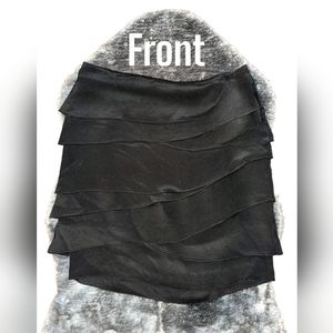 Women's Magaschoni Collection Black 100% Silk Ruffle Miniskirt Size 8